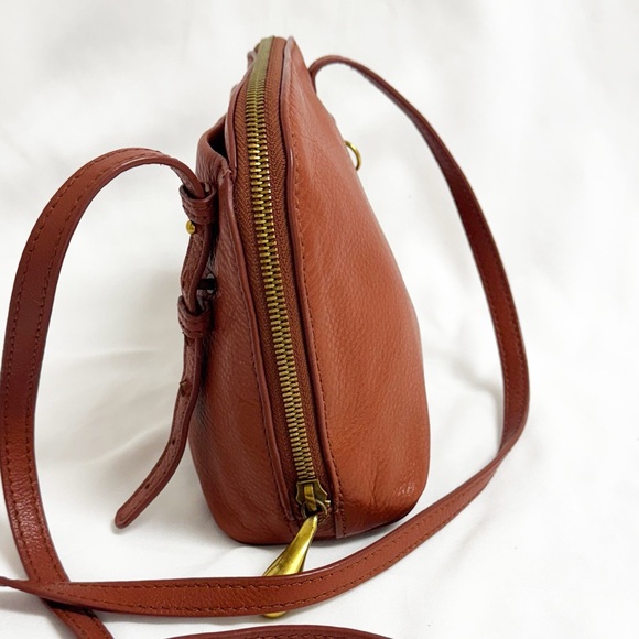 HOBO Cognac Leather Mini Crossbody Bag With Adjustable Strap - Picture 4 of 10